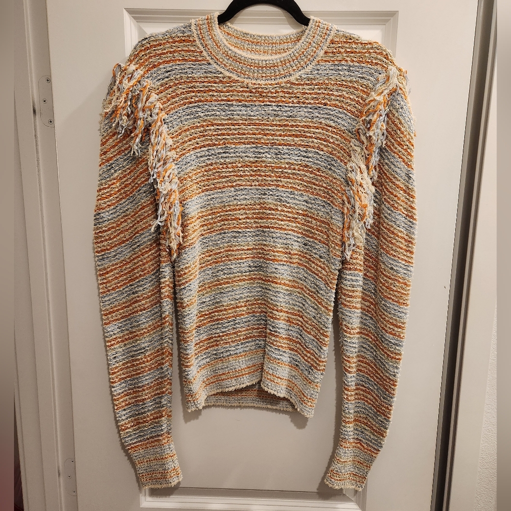 Ulla Johnson Orange And Blue Arquette Fringed Striped Sweater In Lily Size Small - Picture 8 of 14